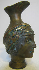 Antique 19c Grand Tour Copy Bronze Head Face Wine Pitcher Urn Jug Brass Bronze Patina