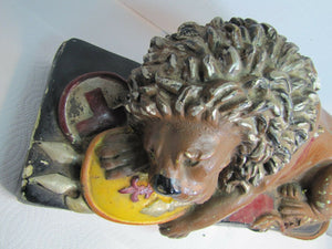 LION of LUCERNE Old Large Decorative Art Statue Chalkware Plaster Composition