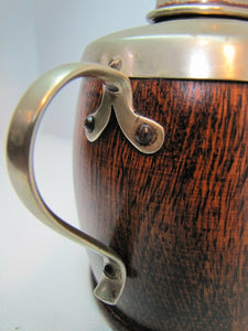 Antique Victorian 1800's Tea Caddy w Handle & Lid EPNS Wood Porcelain Ornate
