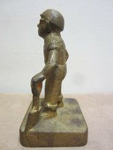 Load image into Gallery viewer, Antique MIDWEST Foundry Advertising Cast Iron Doorstop Sandy fdy worker book end
