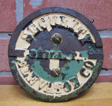 Load image into Gallery viewer, SECURITY ELEVATOR Co PHILA Pa Old Cast Iron Plaque Sign Architectural Hardware Salvage Element Advertising
